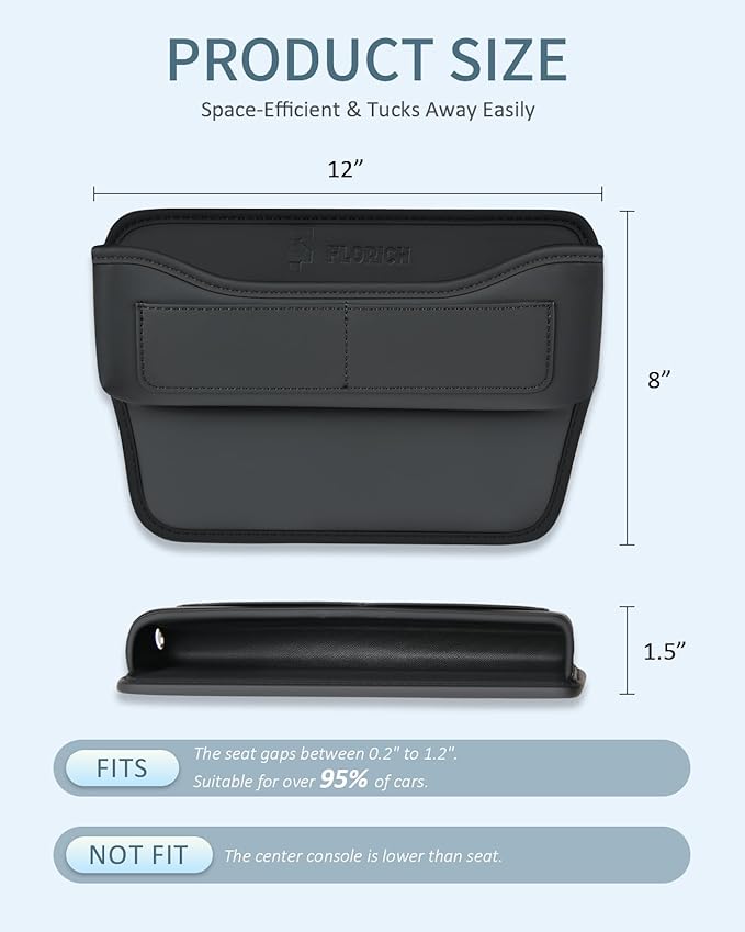 Florich Car Seat Gap Filler Organizer, Premium Leather Car Gap Filler for Car, Car Seat Organizer and Storages Between Seat Car Gap Filler Universal Fit for Car Suv Truck