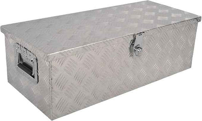30 Inch Aluminum Tool Box 5 Bar Tread Chest Box Flatbox for Truck Car Outdoor Trailer Pickup Underbody RV ATV Storage Bed ToolBox w/Lock and Keys Silver (30"X13"X10")