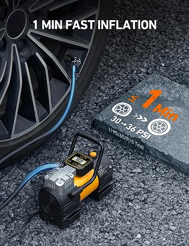Tire Inflator Portable Air Compressor 12VDC Tire Pump Digital Gauge
