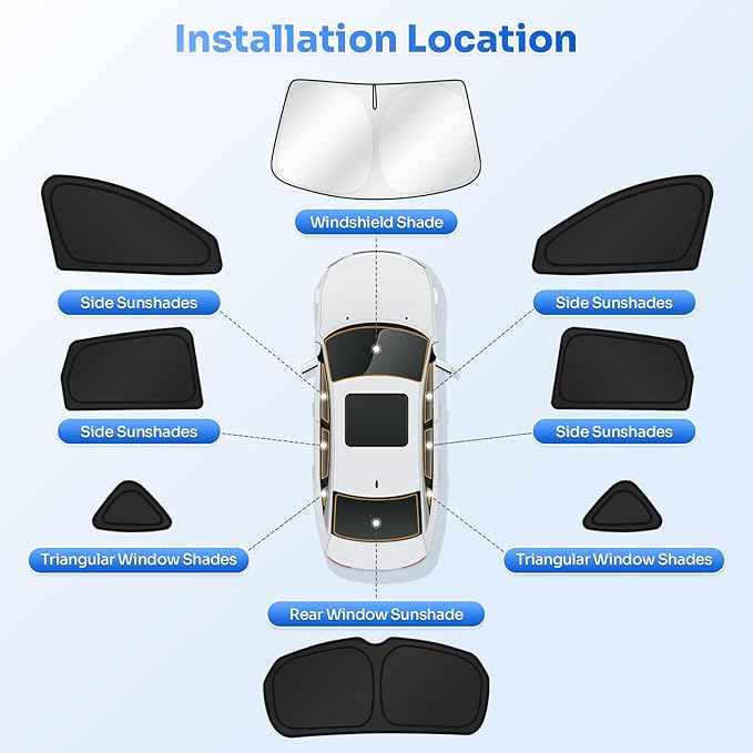 Sunshades for 2019-2025 2026 Acura RDX Accessories Windshield Sun Shade Side Rear Window Shade Cover Sun Visor Shield Privacy Protection for Camping Keep Vehicle Cool Black 8PCS