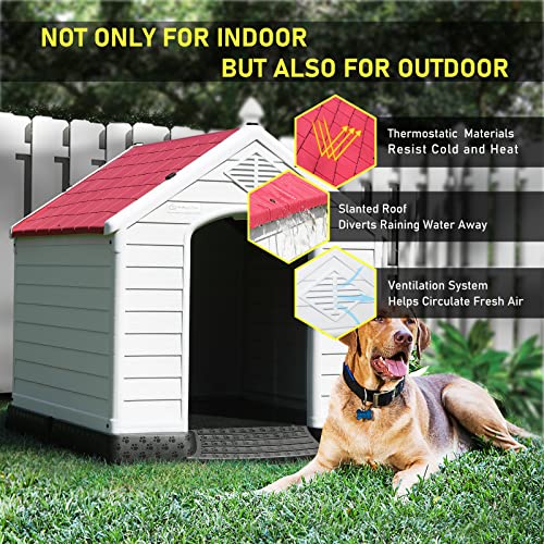 Durable Waterproof Plastic Dog House for Small to Large Sized Dogs