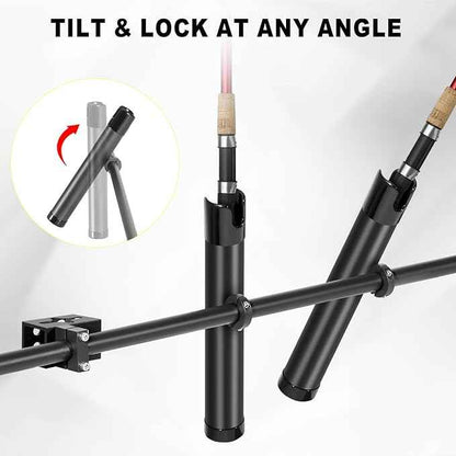 Inshore Rod Holder for Truck Bed, Fixed Truck Bed Fishing Rod Rack, Adjustable Rod Holder for Truck & SUV, Gifts Ideas for Men (All Aluminum Body-D Rings, 5 Rod Holder)