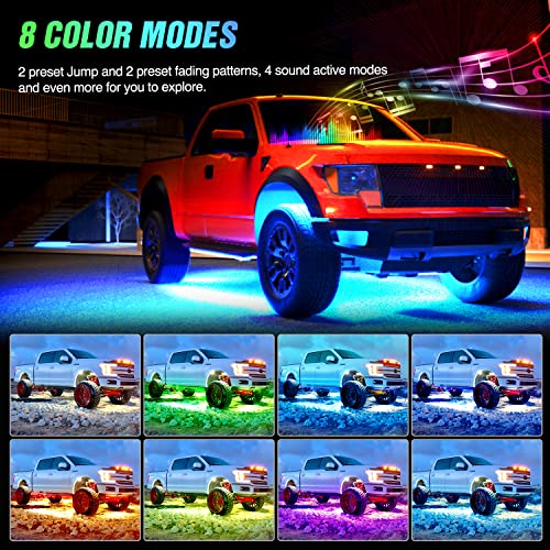 6PCS RGB LED Underglow Lights Strip with APP & Remote Control