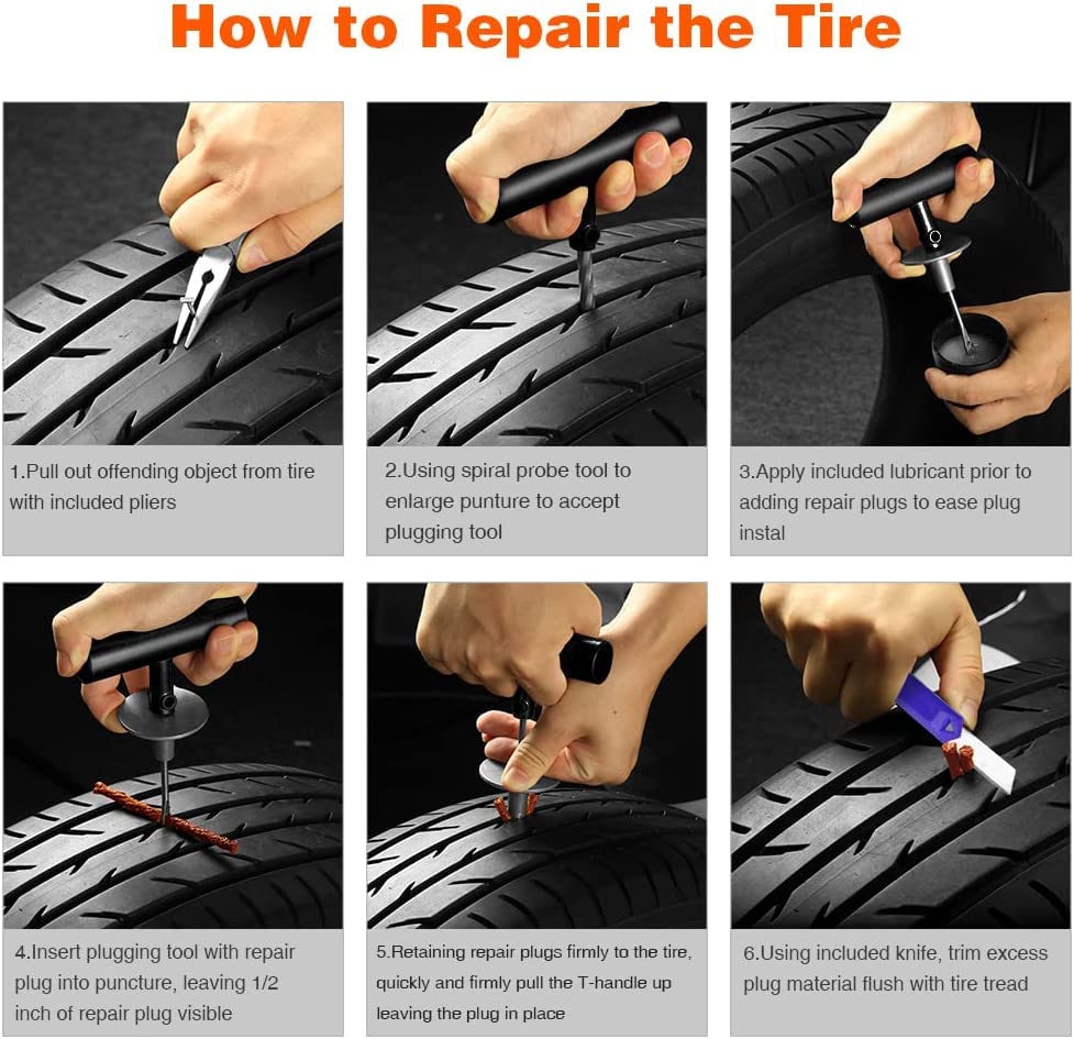 Flat Tire Repair Kit with Plugs 31pcs