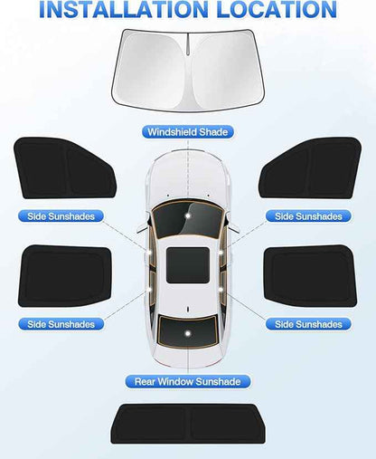 Windshield Sun Shade for 2022-2025 2026 Toyota Tundra Sunshade Side Rear Window Shade Cover Sun Visor Shield Privacy Protection Keep Vehicle Cool Black 6PCS
