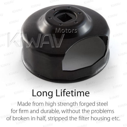KiWAV Oil Filter Cap Wrench Tool compatible for 1984-2021 Harley Spin-on Oil Filters (Except '15-later XG) Twin Cam Oil Filters with 76 x 14 Flutes (Crank Sensor)