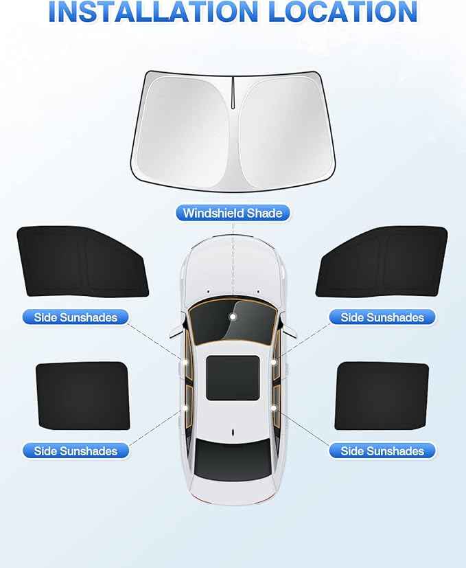 Windshield Sun Shade for 2022-2025 2026 Nissan Frontier Accessories Side Rear Window Shade Cover Sun Visor Shield Privacy Cover Keep Vehicle Cool Black 5PCS