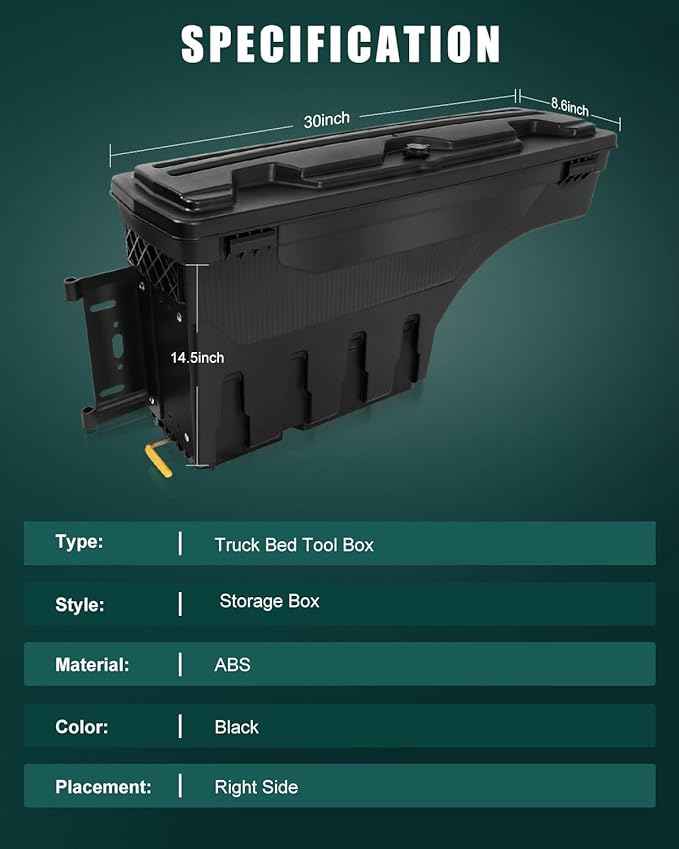 SCITOO Truck Bed Tool Box for Nissan Frontier 2004-2017 2019-2020 for Nissan Titan 2004-2015 Right Passenger Side,Multi-Compartment Dividers Organized Storage,Heavy Duty & No-Drill Installation