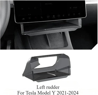 Under Screen Storage Box Compatible for Tesla Model Y/3+ Highland 2024 Central Control Hidden Storage Box Organizer Tray Car Accessories Car Center Console Dashboard Accessories(My Black LHD)