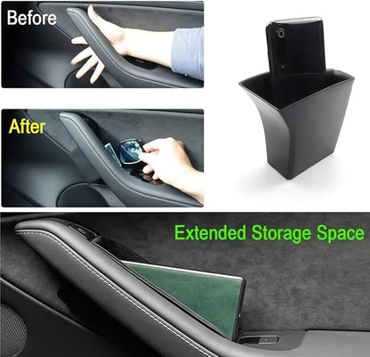 GGCLIMAX Car Organizers And Storage Door Handle Storage Box Compatible with Tesla Model 3/Y 2021-2025 Anti-Slip Scratch-Resistant Organizer With Non-Slip Mat(B 2PCS)