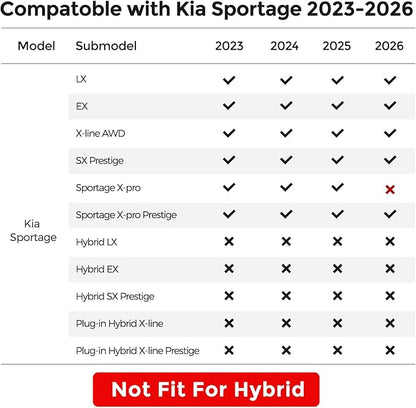 for Kia Sportage Floor Mats & Cargo Liner with Back Seat Cover Protector 2023 2024 2025 2026 (Not Hybrid) All Weather Waterproof TPE Rubber Floor Mats