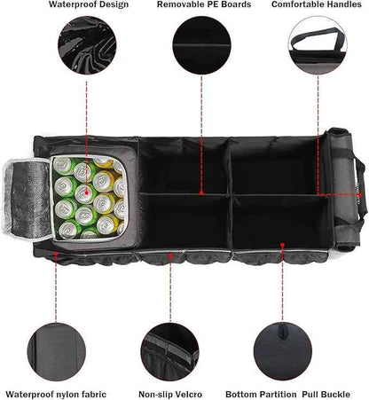 Large Trunk Organizer with Portable Leakproof Cooler Bag,Foldable Cover,Adjustable Securing Straps,Collapsible Trunk Organizer for Suv Car Truck Sedan (4-in-1 with Cooler)