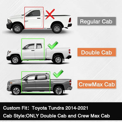 KUST Floor Mats for 2014-2021 Toyota Tundra Double Cab/Crew Max Cab, All Weather TPE Rubber Floor Liners for Tundra Accessories Front Rear 2 Row High Side
