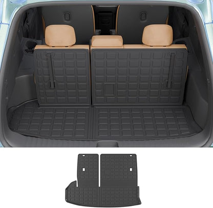 Rongtaod Cargo Mat Compatible with 2014-2019 Toyota Highlander Trunk Mat Cargo Mat Cargo Liner All Weather Back Seat Cover Protector 2018 Highlander Accessories (Trunk Mat with Backrest Mat)