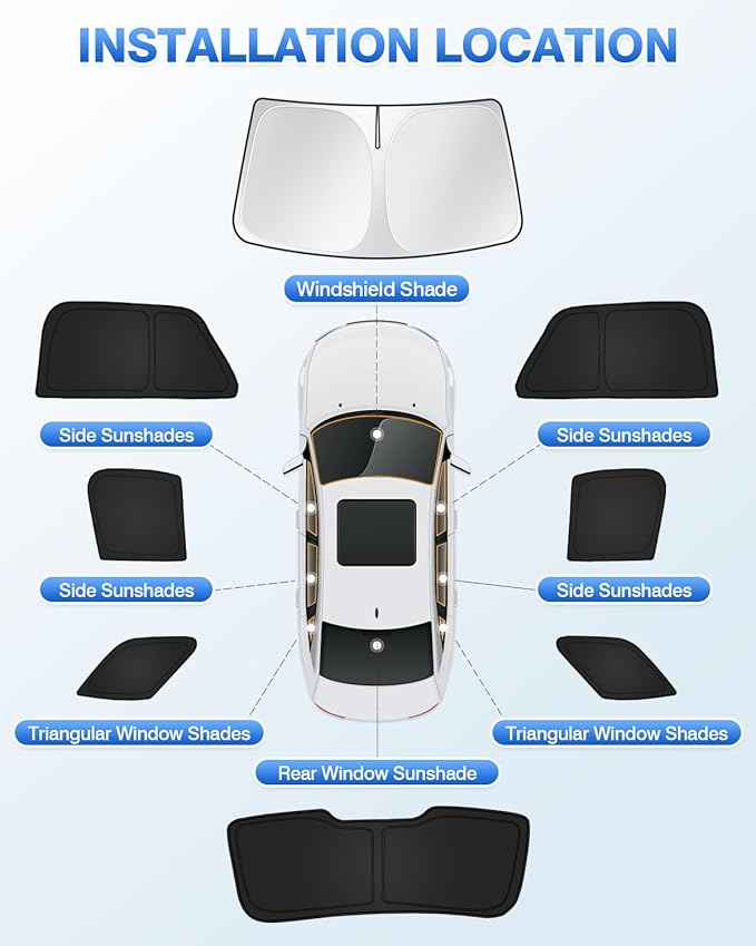 Sunshades for Ford Explorer 2011-2019 Accessories Windshield Sun Shade Side Rear Window Shade Cover Sun Visor Shield Privacy Protection Keep Vehicle Cool Black 8PCS
