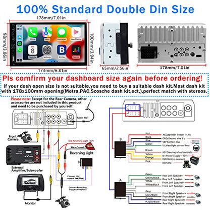 Wireless Carplay Double Din Car Stereo with Backup Camera