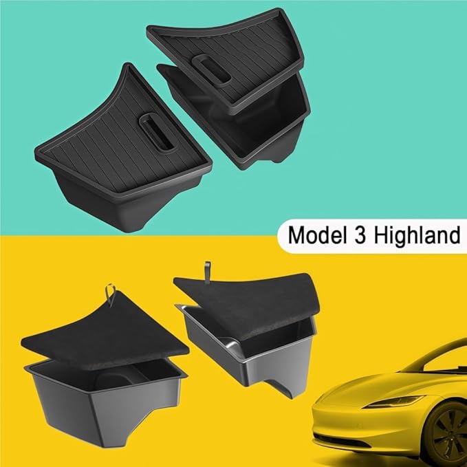 GGCLIMAX Trunk Side Storage Box Compatible with Tesla Model 3 Highland 2024-2025 Odorless TPE Organizer with Felt/TPE Lid Wet Item Storage Extra Space Solution(Only box)