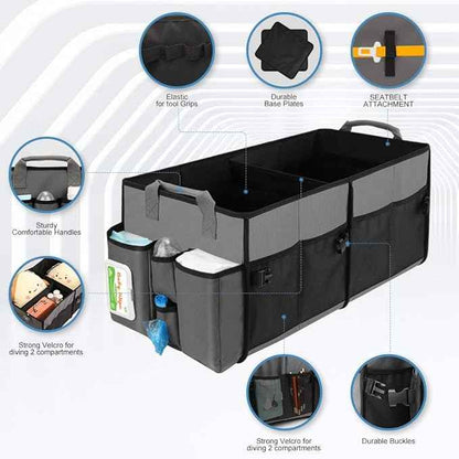 Collapsible Trunk Organizer & Diaper Changing Station, Baby Diaper Caddy Organizer with Movable Dividers, Easy-to-Reach for Back Seat Travel Car Organizer, Waterproof Car Trunk Organizer Groceries