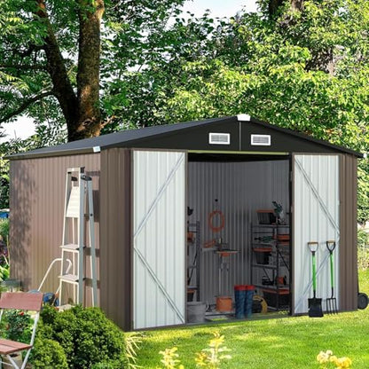 9.8x7.6 FT Shed Outdoor Storage Shed with Base