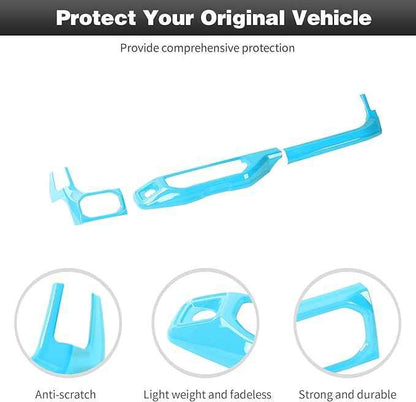 CheroCar for JL Center Console Headlight Air Conditioning Control Panel & Co-Pilot Handle Panel Interior Accessories fit for Jeep Wrangler JL JLU 2024+,Light Blue