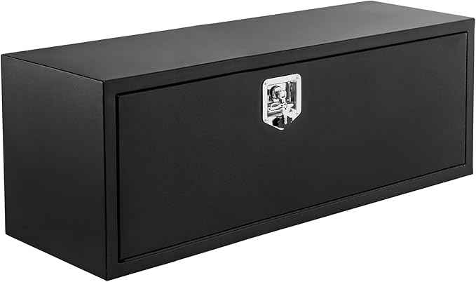 Black Steel Truck Bed Tool Box, Powder Coated Storage Chest, Weatherproof Trailer ToolBox Storage Organizer for Pickup, Truck Bed, RV, Trailer (36 * 18 * 18)