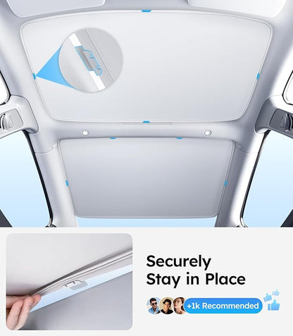 Wigoo Tesla Model 3 Sunshade Roof [Never Sag, Nano Ice-Crystal Coatings] 3-Gen Heat Insulation Glass Roof Sun Shade, Accessories for Tesla Model 3 2020~2026 Highland, Interior Gray