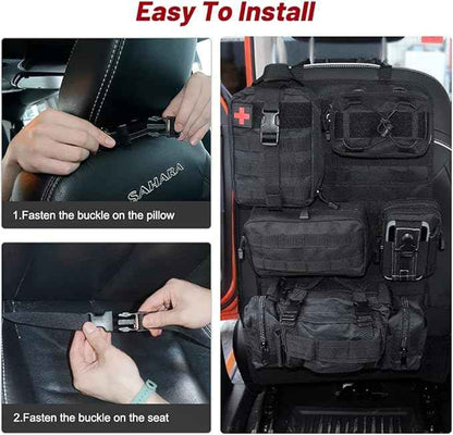 Universal Tactical Vehicle Back Seat Organizer with 5 Molle Pouch Molle Pouches Truck Seat Organizer Tactical Gear for Car Truck Ford Jeep Vehicle