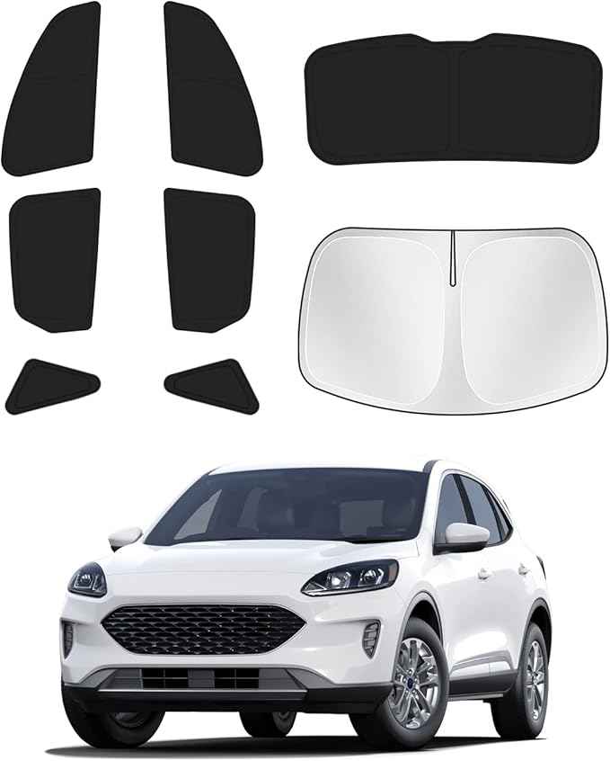 Sunshades for 2020-2025 2026 Ford Escape Windshield Sun Shade Side Rear Window Shade Cover Kit Sun Visor Shield Privacy Protection Keep Vehicle Cool Black 8PCS
