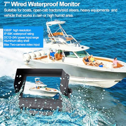 7" 1080P AHD Wired Reverse Rear View Backup Two