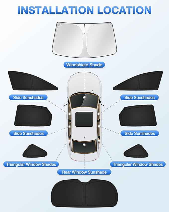 Sunshades for Lexus NX 2022-2025 2026 Accessories Windshield Sun Shade Side Rear Window Shade Cover Sun Visor Shield Privacy Protection Keep Vehicle Cool Black 8PCS