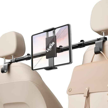 Car Headrest Tablet Holder [Dual-Clamp Stability][360° Adjustable] Back Seat iPad Mount for Kids Road Trip, Compatible with 4.5–16.5" iPad Pro/Air/Mini, Galaxy Tab, Kindle Fire, Switch