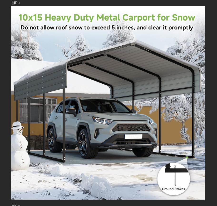 10x15FT Heavy Duty Metal Carport