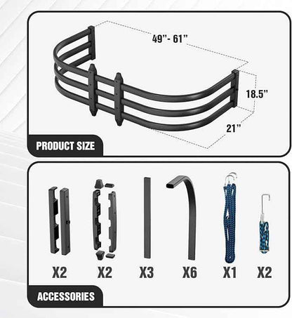 Truck Bed Extender, Aluminum Retractable Tailgate Extender, 49"-61" Adjustable Length, Drill Required, Fits for Toyota Tacoma, Nissan Frontier, Chevy Colorado, GMC Canyon, Maverick, Santa Cruz