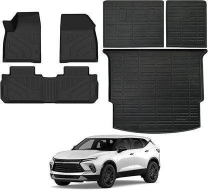 Custom Fit Floor Mats for Chevy/Chevrolet Blazer 2019-2025 Gas Only (Not for EV), All Weather TPE Floor Liners with Trunk Mat & Backrest Protectors, Odorless Full Set Interior Accessories