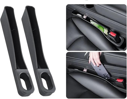 Side Seam Filler 2PCS Seat Gap Storage Box Fit for Tesla Model 3/Y Seat Gap Filler Organizer Crevice Organizer Filler Pocket for Wallet Keys Card Gap Filling(Black)