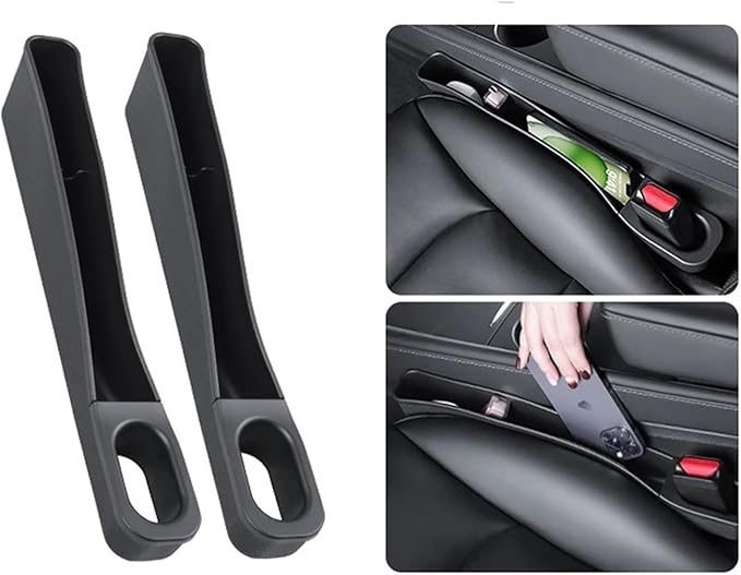 Side Seam Filler 2PCS Seat Gap Storage Box Fit for Tesla Model 3/Y Seat Gap Filler Organizer Crevice Organizer Filler Pocket for Wallet Keys Card Gap Filling(White)