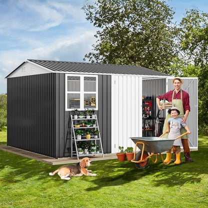 10x10ft Metal Outdoor Storage Shed with Window