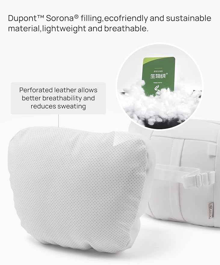 TPARTS Leather Headrest Neck Pillow for Tesla Model Y/X/3/S (Includes Model Y Juniper 2026 2025 & Model 3 Highland 2024-2026) Interior Accessories Car Neck Pillow for Traveling (Set of 2 White)