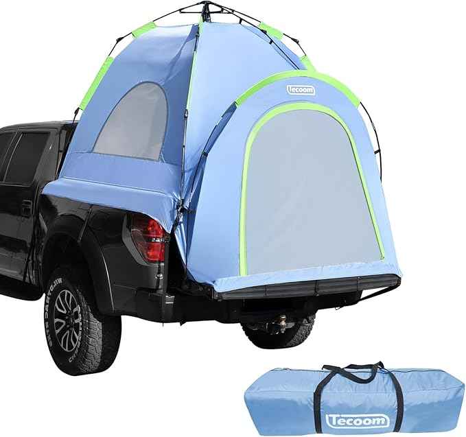 Tecoom Truck Bed Tent, Double Layer Waterproof PU3000mm for 5.5-6.7ft, Portable 2/3 Person Compact Full Size Pickup with Rain Fly for Back of Camping Beach