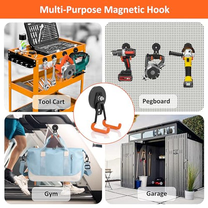 Strong Magnetic Hooks Heavy Duty Upgraded Magnetic Tool Holder Rare Earth Magnets with Hooks for Hanging Wreath (4 Count)