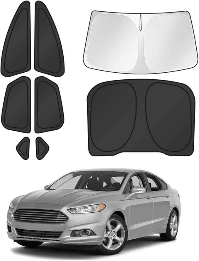 Window Shades for 2013-2021 Ford Fusion Accessories Windshield Sun Shade Side Rear Window Covers Sunshade Sun Visor Shield Privacy Protection for Camping Keep Vehicle Cool Black 8PCS