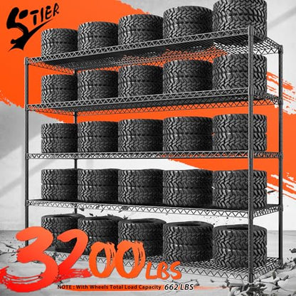 5 Tier Heavy Duty Shelving with Wheels
