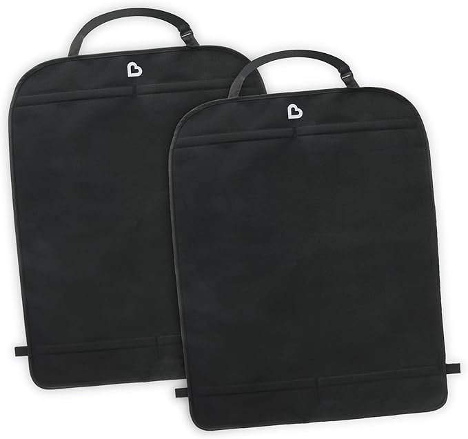 Munchkin® Back Seat Cover for Kids, Deluxe Kick Mats™ Car Seat Protector, Black, 2 Pack