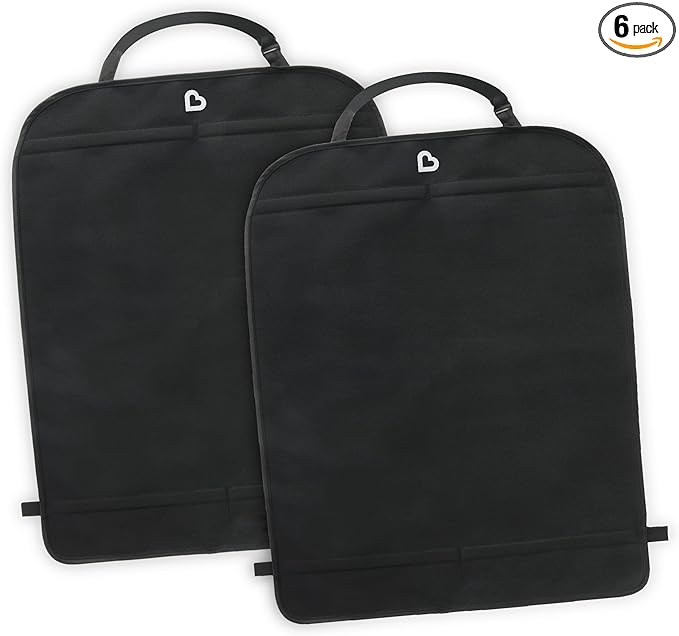 Munchkin® Back Seat Cover for Kids,Deluxe Kick Mats™ Car Seat Protector,Black,2 Count (Pack of 6)