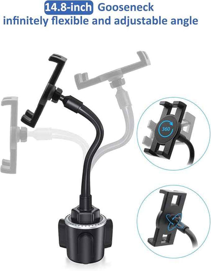 Gooseneck Car Cup Holder Tablet Mount, Truck Tablet Holder Cupholder Mount [Flexible Stable Long Arm] for 4-12.9" Tablets & Phones, iPad Pro/Air/Mini, Galaxy Tab, Huawei, iPhone Series