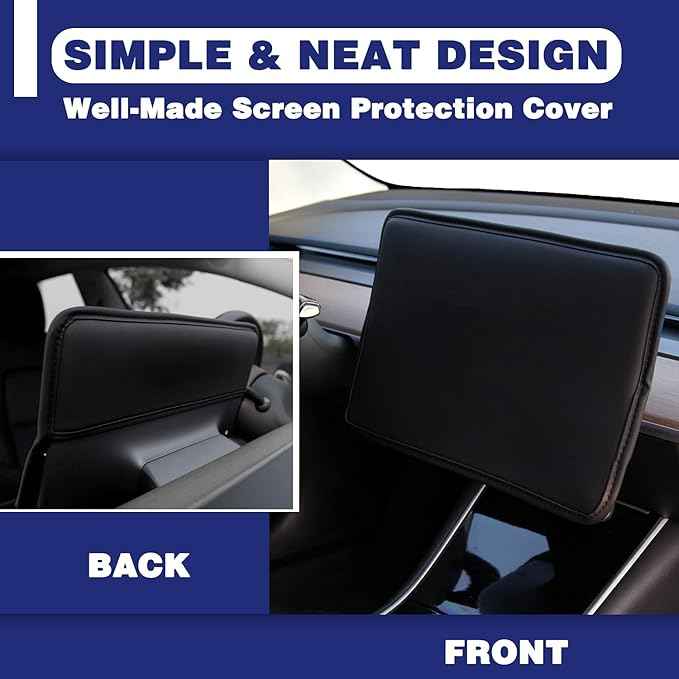 Screen Protector Cover Compatible with Tesla Model 3 Model Y Center Console Display Cover Folding Sun Shade Sleeve Screen Protection from Scratch, Dust, Heat Tesla Interior Accessories (Black)