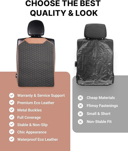 Owleys Kick Mat Back Seat Protector - Car Back Seat Cover for Kids Feet - Waterproof & Sturdy Protector for Upholstery from Dirt, Mud, Scratches and Stain (Hexy)