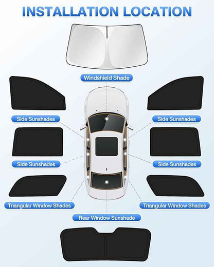 Sunshades for 2021-2025 2026 GMC Yukon XL/Chevy Suburban Accessories Windshield Sun Shade Side Rear Window Shade Cover Sun Visor Shield Privacy Protection Keep Vehicle Cool Black 8PCS