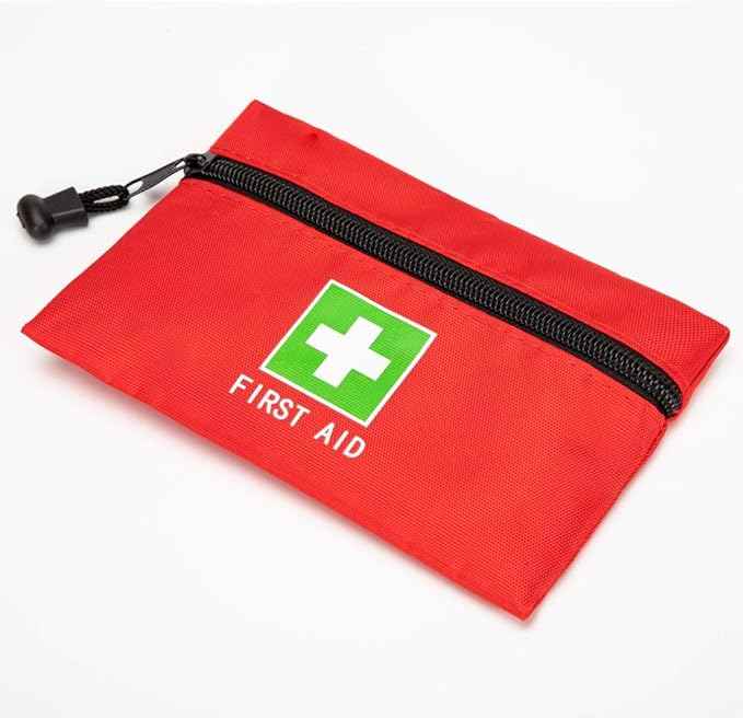 Red Emergency Pouch - Small Travel First Aid Bag for Car, Home, Office & Outdoors (8.3x5.5)