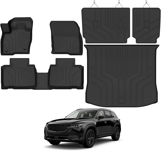 Tongama-Floor Mats for Ford Edge 2015-2024 2025 2026, All Weather TPE Trunk Mat and 2nd Row Backrest Mats Protectors for Ford Edge Floor Liner Accessories